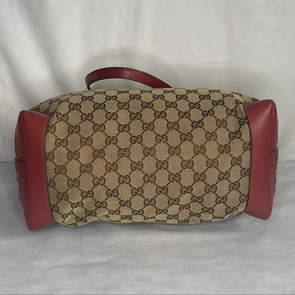 GUCCI Craft Beige/Brown Monogram Brick Red
Leather Large Tote Bag - Picture 2 of 11